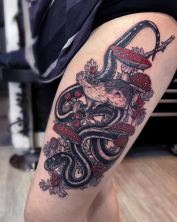 Tattoo de gros serpent dans la jungle | Snake tattoo, Sleeve tattoos, Tiger  tattoo sleeve