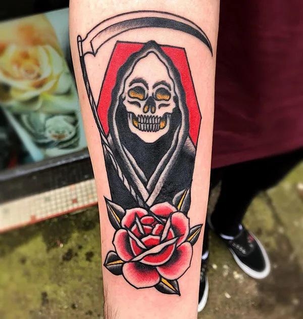 Neo Traditional Grim Reaper Tattoo  TATTOOGOTO