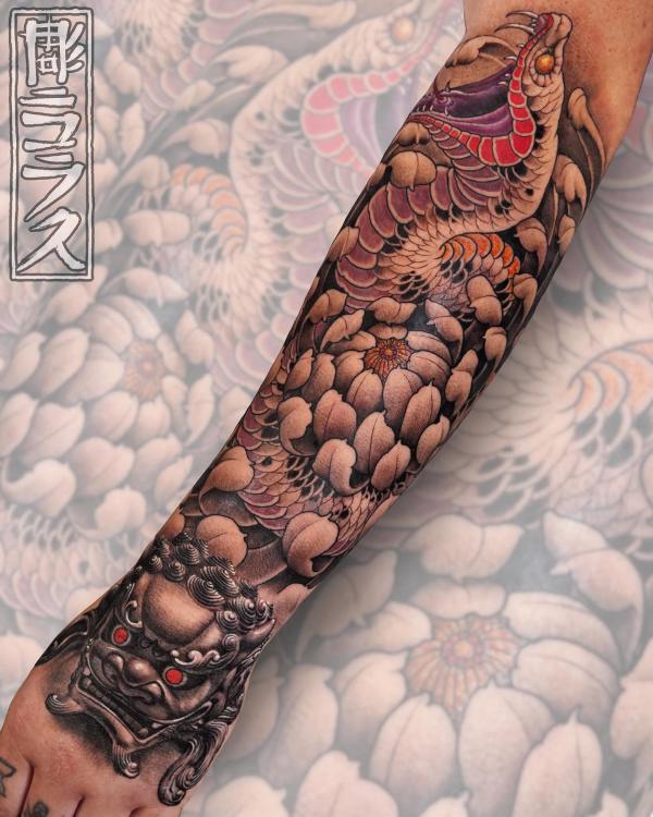 japanese dragon tattoo half sleeve