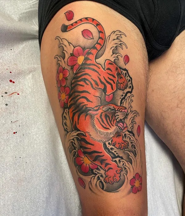 Erwin's tribal lion thigh tattoo :: Behance