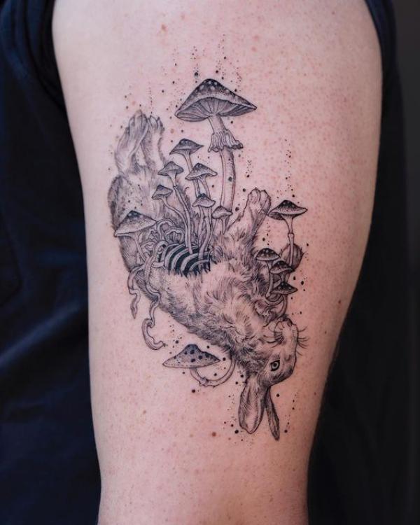 Japanese Rabbit And Dead Rabbit Tattoo Idea  BlackInk