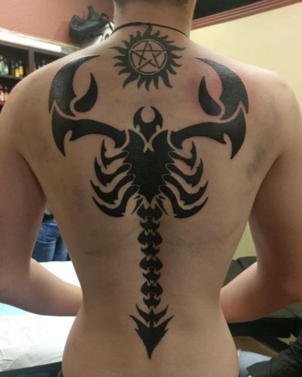 scorpion tattoo on back of neck
