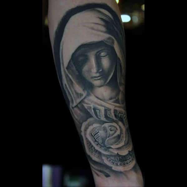 Amazing artist Lil B Hernandez lilbtattoo awesome Virgin Mary rose arm  hand tattoo  YouTube