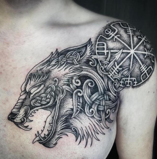 Top 55 Norse Wolf Tattoo Ideas  2021 Inspiration Guide  Norse tattoo Wolf  tattoos Traditional viking tattoos