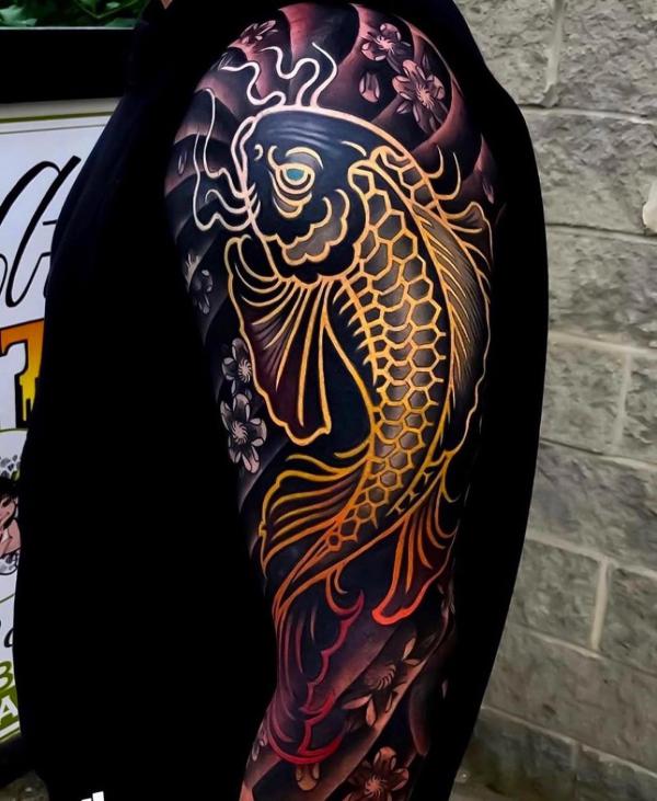 Koifish tattoo japanese tattoo half  Buddha Tattoo House  Facebook