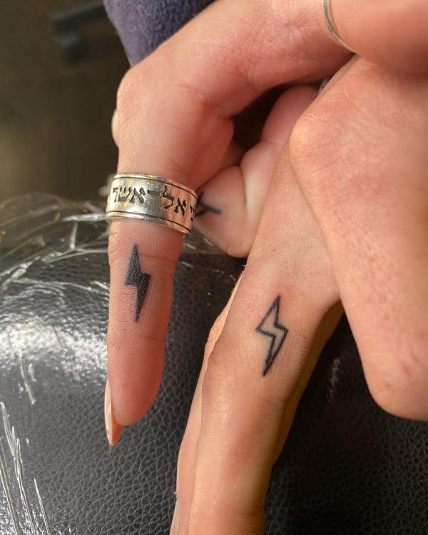 Minimalist black lightning bolt temporary tattoo, get