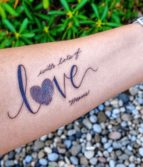 Urban Designs Tattoos - Love for his Family ..his wife and daughter's finger  print says it all ... #finger #fingerprint #print #heart #love #family  #familyfirst #bond #together #pune #india #pradhikaran  #urbandesginstatooindia #tattoo #