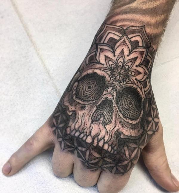sugar skull hand tattoos