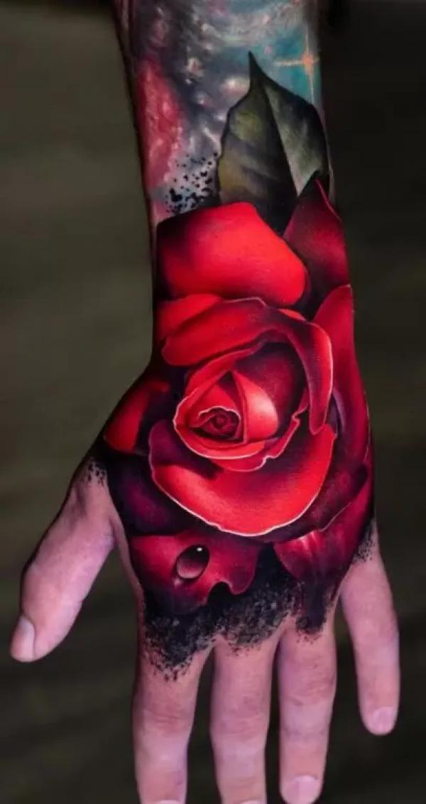Temporary Tattoos Hand Tatoo Stickers Blooming Rose Tattoos - Temu
