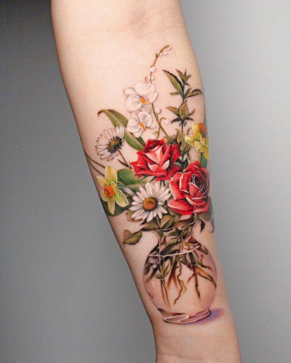 20+ Amazing Flower Bouquet Tattoos For 2024!