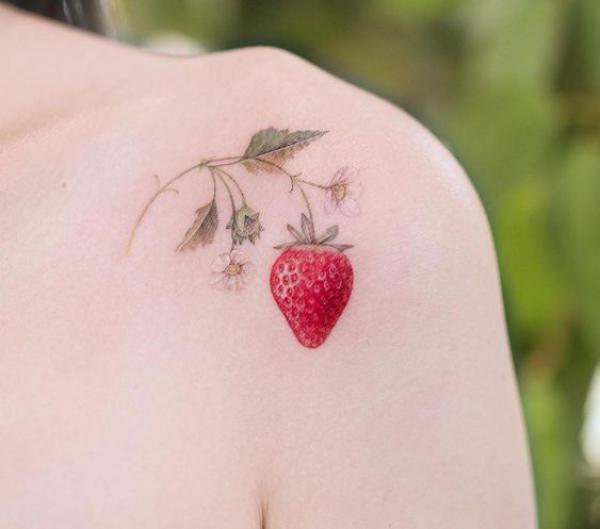 70+ Beautiful Tattoo Designs For Women : Strawberry Tattoo I Take You |  Wedding Readings | Wedding Ideas | Wedding Dresses | Wedding Theme