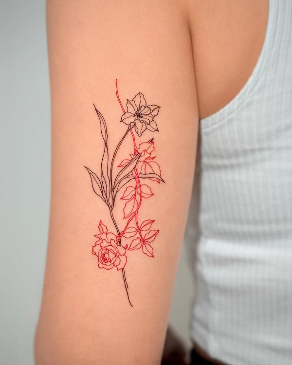 March Birth Month Flower: Daffodil Temporary Tattoo Birth Flower Outline  Tattoo Feminine Women Wildflower Wrist Floral Tattoo - Etsy Finland