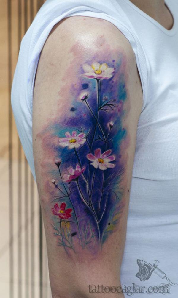 Watercolor flower tattoos poppy daisy rose  Watercolor tattoo flower,  Flower tattoos, Flower tattoo shoulder