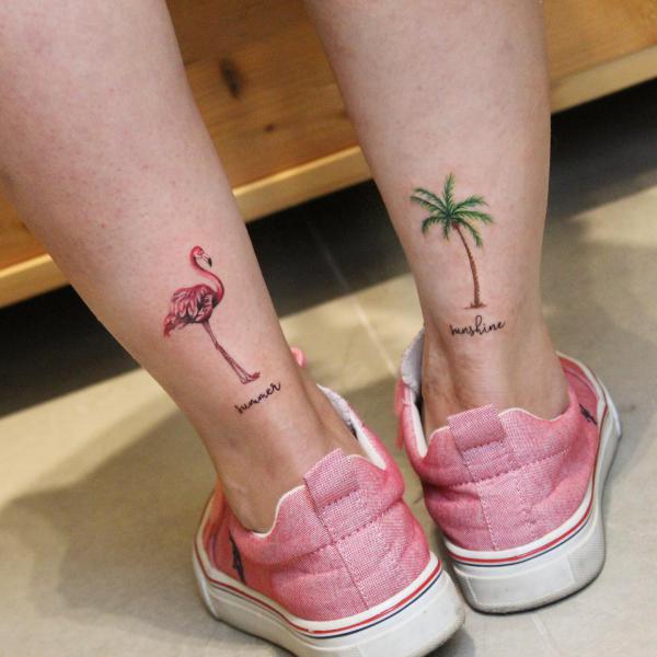 Flamingo set of 2 Temporary Tattoo - Etsy