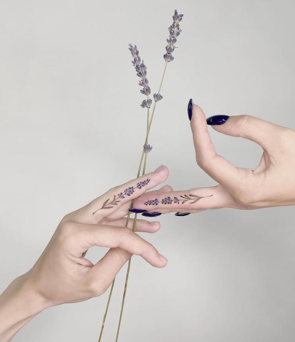 Simple Line Lotus Plant Flower Finger Tattoo Sticker - Temu