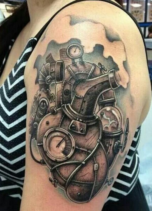 Tattoo uploaded by Robert Davies • Engine Tattoo by Mark Storey #engine  #mechanical #traditional #MarkStorey • Tattoodo
