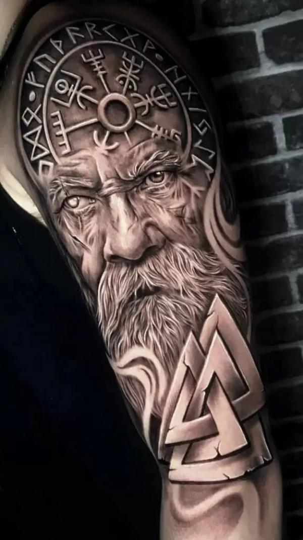 Odin Portrait  Tattoos, Norse tattoo, Mythology tattoos