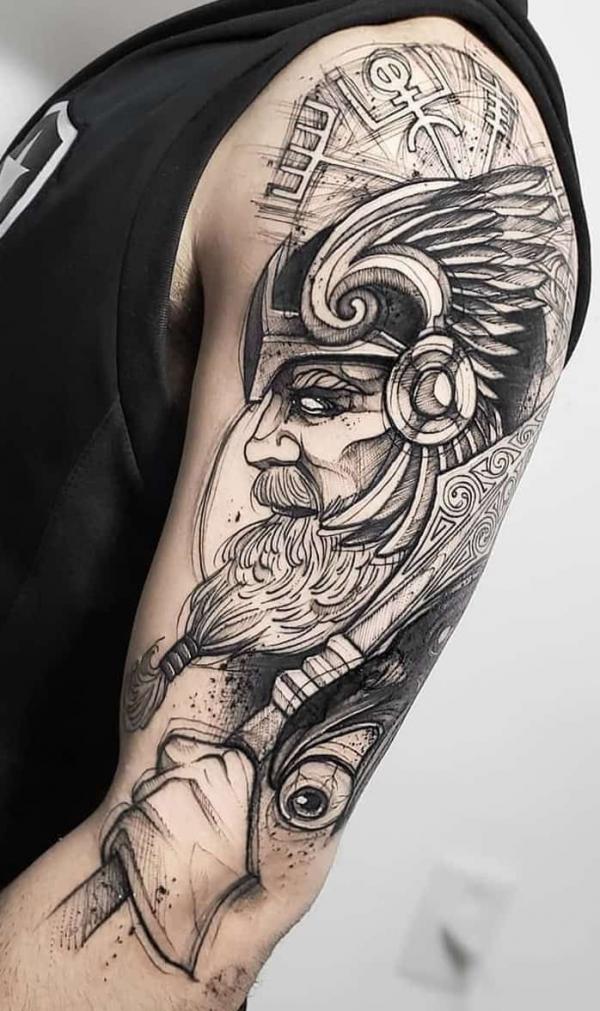 ODIN GOD OF WAR An Odin tattoo is for the people that consider mind over  strength to be their guiding point in life. #odin #odintattoo…
