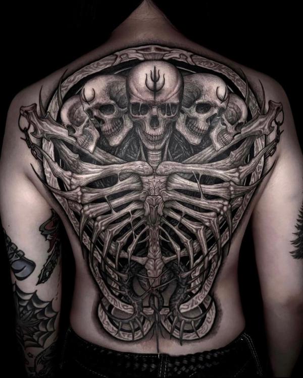 Color realistic skull chest tattoo tattoo artist - SteveButcher #tatt... |  TikTok