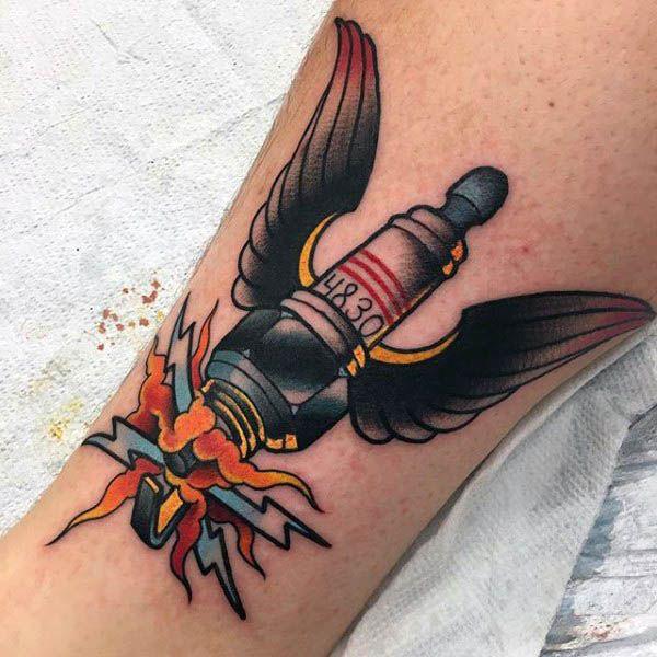 Spark plug tattoo by Uncl Paul Knows | Post 28504