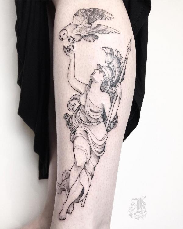 Athena with Owl on Shoulder Electronic Circuit Circle Tattoo Stock  Illustration by ©patrimonio #143424935