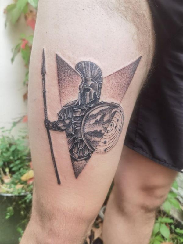 Cool Spartan helmet/ sword tattoo for @carlos98rj 🗡️⁣⁣ ⁣⁣ ⁣⁣ Click on... |  TikTok