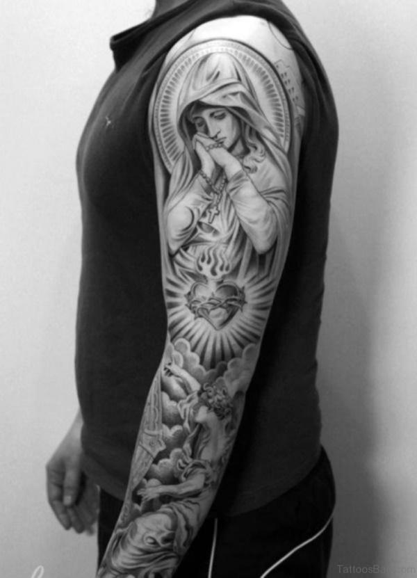 virgin mary black and white tattoos