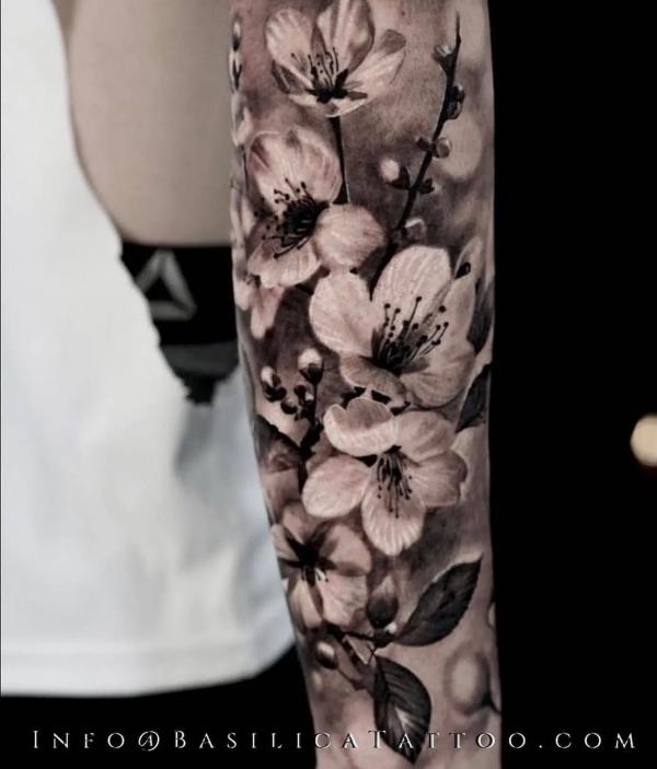 Black Flower Tattoo Sketch Tattoo Sticker Rose Blossom Tattoo Temporary  Waterproof - AliExpress