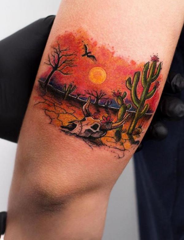 Cowgirl tattoos, Desert tattoo, Western tattoos