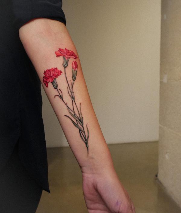 Botanic Tattoo - Lily-Rose-Violet-Carnation by FemkeVH on DeviantArt