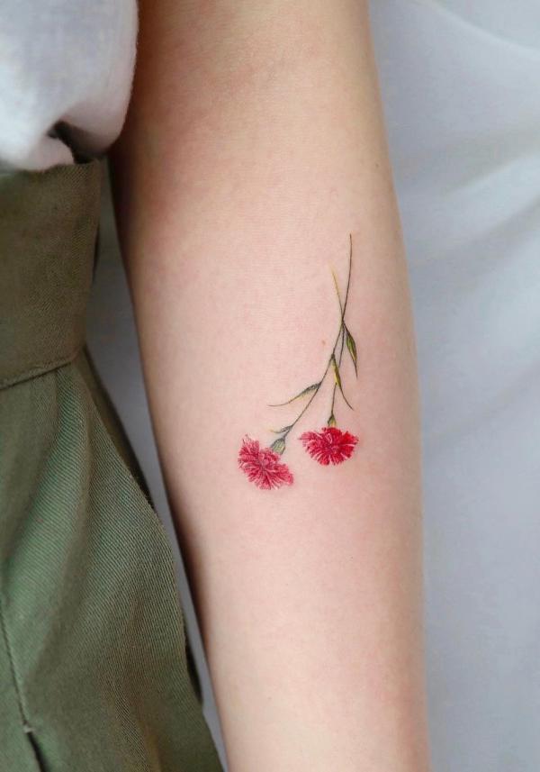ArtStation - Black and White Carnation Tattoo - Birth Flower Tattoo