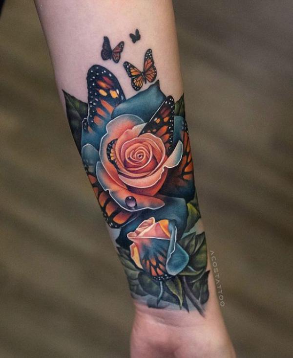 40 Rose and Butterfly Tattoo Designs with Meaning | Art and Design