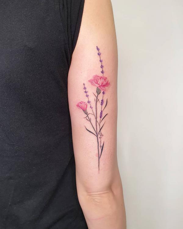 Beautiful Pink Carnation Tattoo
