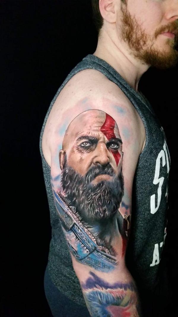 Tattoo uploaded by Alo Loco Tattoo • Portrait of Odin, Viking God of War in  black and grey realism, London, UK, odin god of war tattoo
