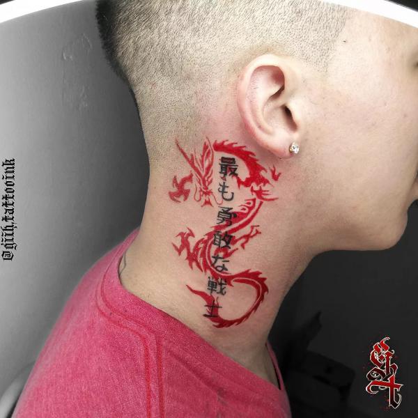 Temporary Tattoo Red Dragon Big Size Neck Arm Body Art Waterproof Fake  Sticker | eBay