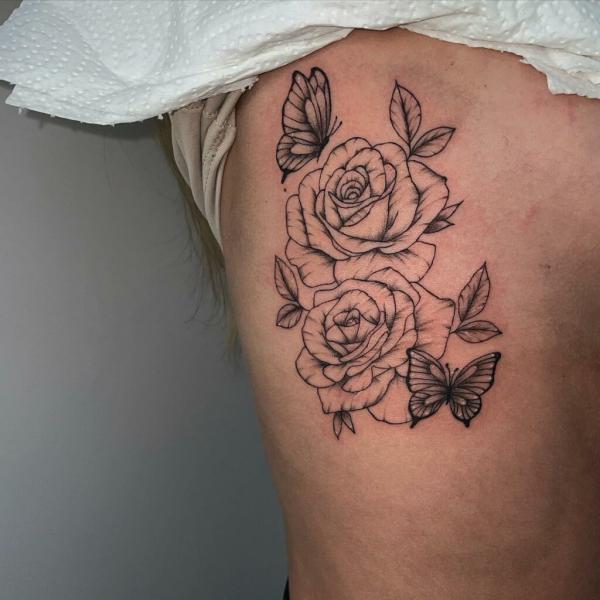 Roses on a hip by @tattooist_flower - Tattoogrid.net