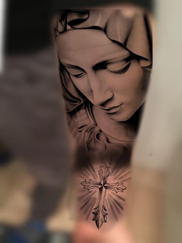 Virgin mary tattoo by leeroy-da-boy on DeviantArt