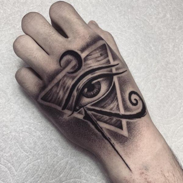 Eyes hands tattoos