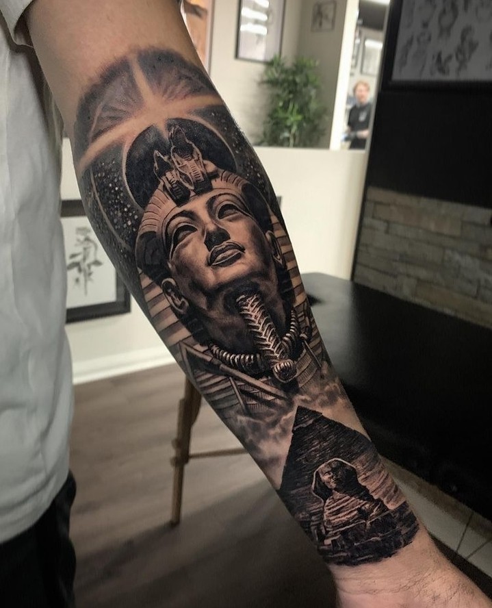 Blue eyed Pharaoh tattoo by Chris Showstoppr | Post 26645