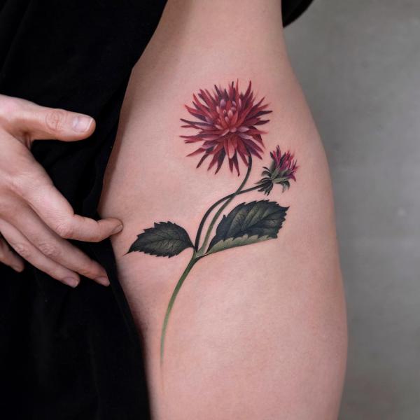 small Dahlias . . . . . . #tattoo #haenytattoo #smalltattoo #flowertattoo  #꽃타투 #dahliatattoo #타투 | Dahlia tattoo, Dahlia flower tattoos, Tattoos for  women small