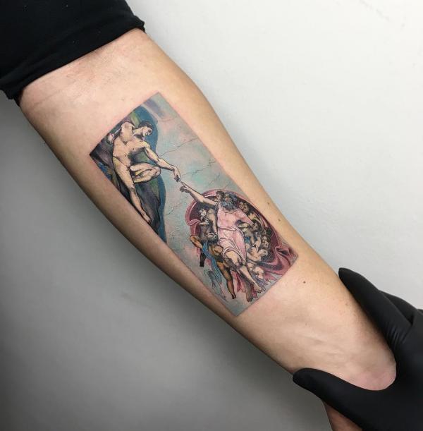 Renaissance sleeve tattoo idea | TattoosAI
