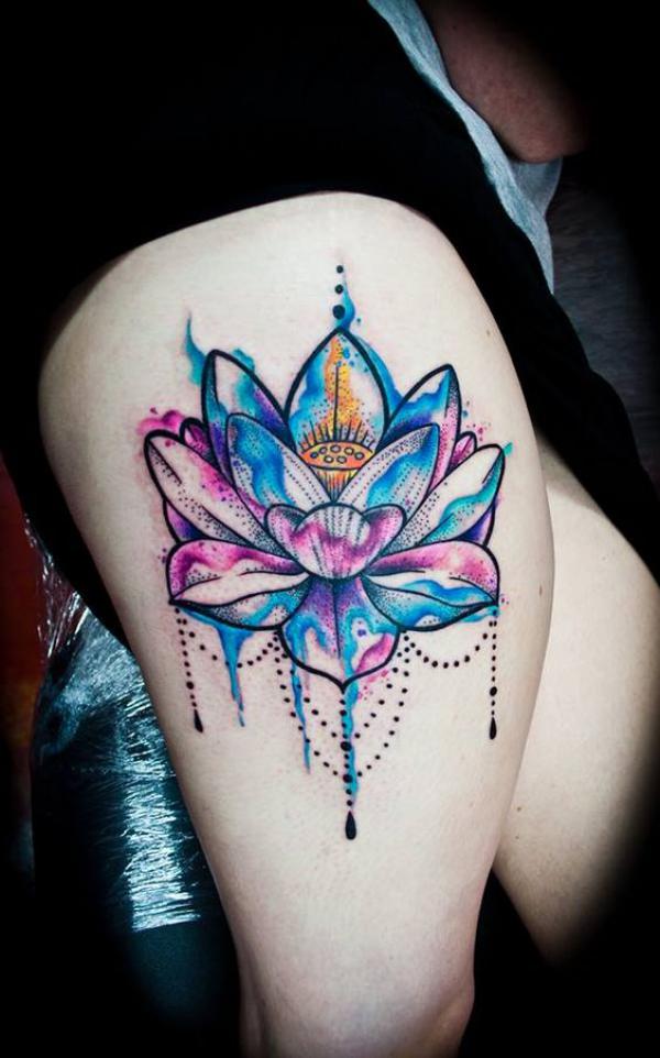 My new geometric watercolor lotus tattoo done by the awesome Jasmine  Lizares - Parrish at Savage Ink Tattoo Emporium in Las Vegas, NV on  6/26/2017 : r/tattoos
