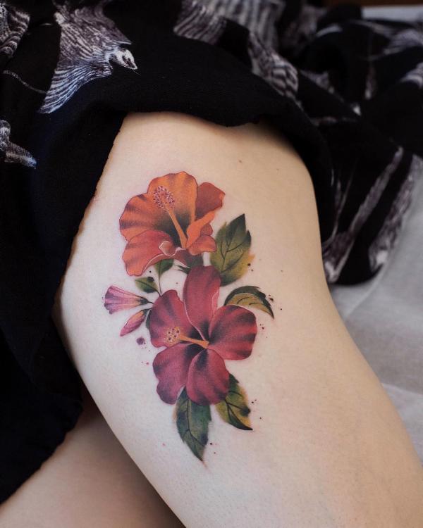 Hibiscus Tattoo Full Color | TikTok