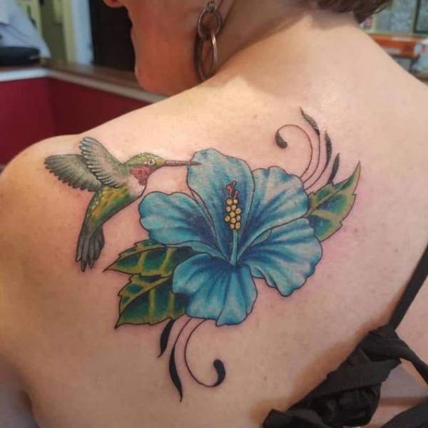 Hibiscus tattoo in memory of my grandpa, done last year in Anchorage, Ak :  r/tattoo