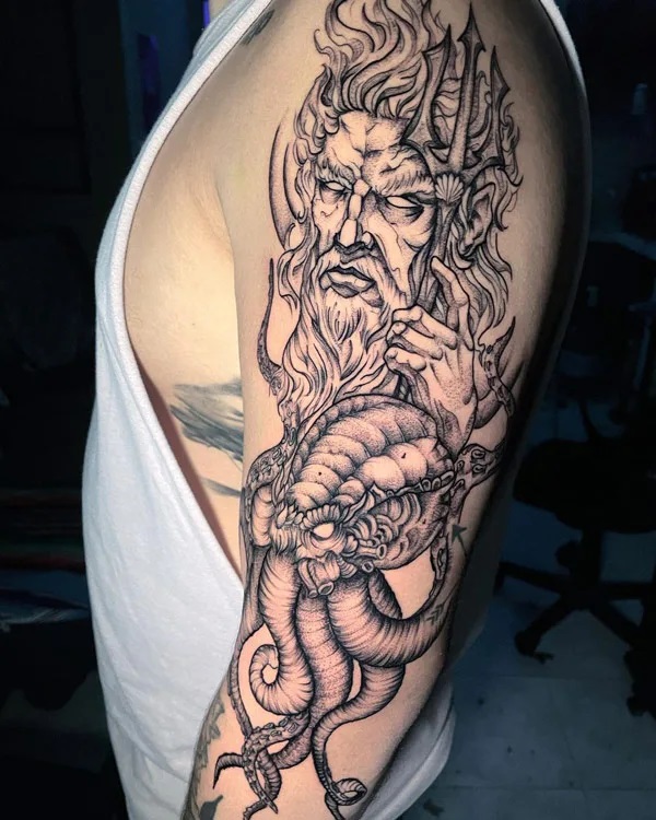 Poseidon tattoo by @ghinkos - Tattoogrid.net