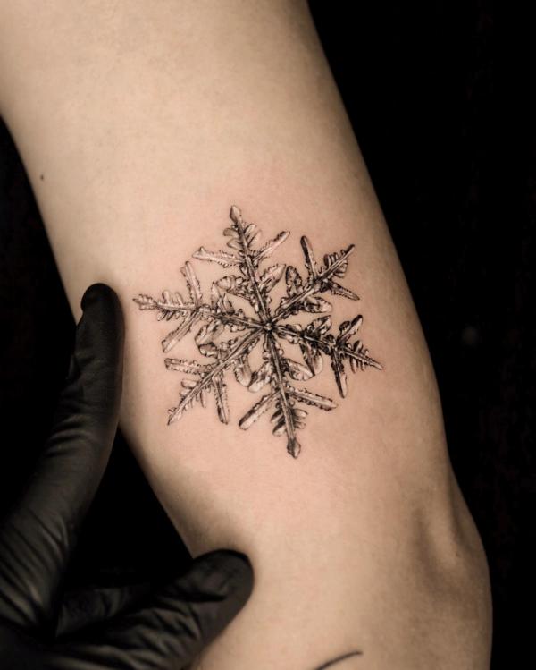 Little Tattoos — Minimalist snowflake, water drop and sun tattoo on...