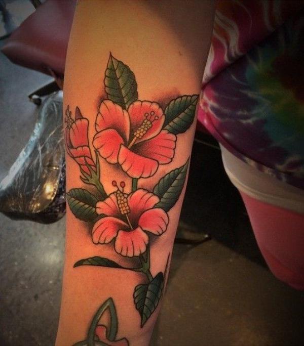 Tattoo uploaded by SION • Red norigae of hibiscus inside a frame flowing  down the arm, done in Hong Kong. #tattoo #Korea #tattooart #koreatattoo  #koreatattooist #flowertattoo #illustration #birthflowertattoo  #tattooistartmag #hongdae #flowers ...