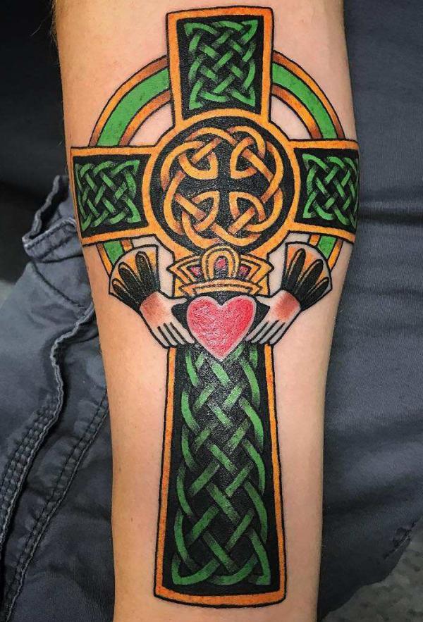 Cross And Clover Pic Tattoo