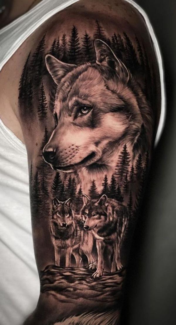 This is so pretty. | Wolf tattoo design, Wolf tattoos, Wolf pack tattoo