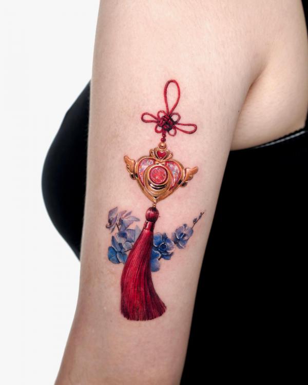 Sailor moon heart brooch tassel tattoo